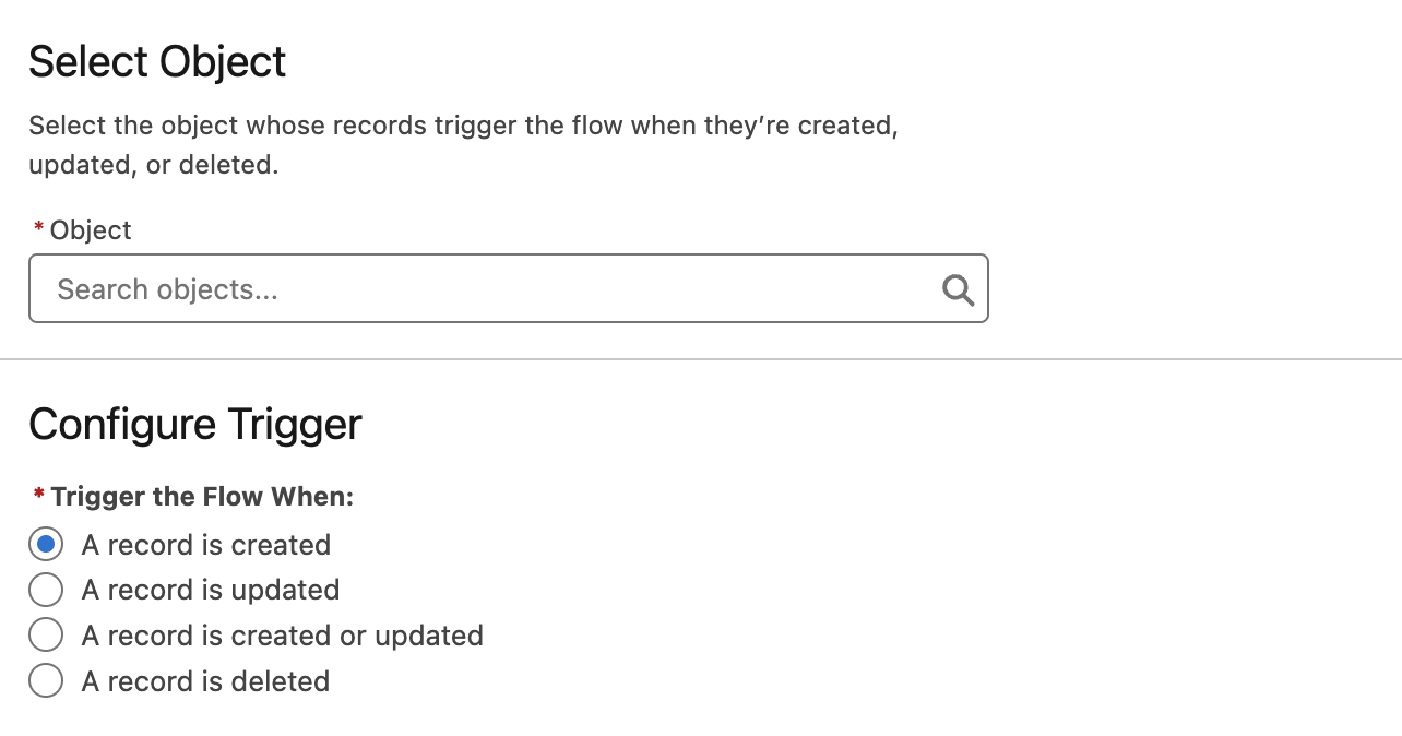 Flow Trigger options